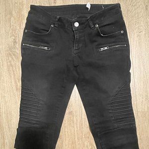 Anine Bing Vintage Black Wash Moto Skinny Jeans Size 26